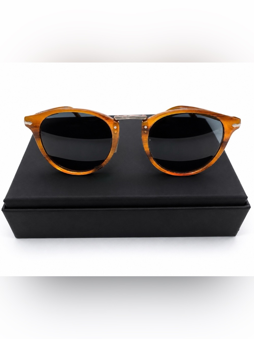 Persol 3108S Typewriter Edition Tortoiseshell Frame Sunglasses with Black Lenses